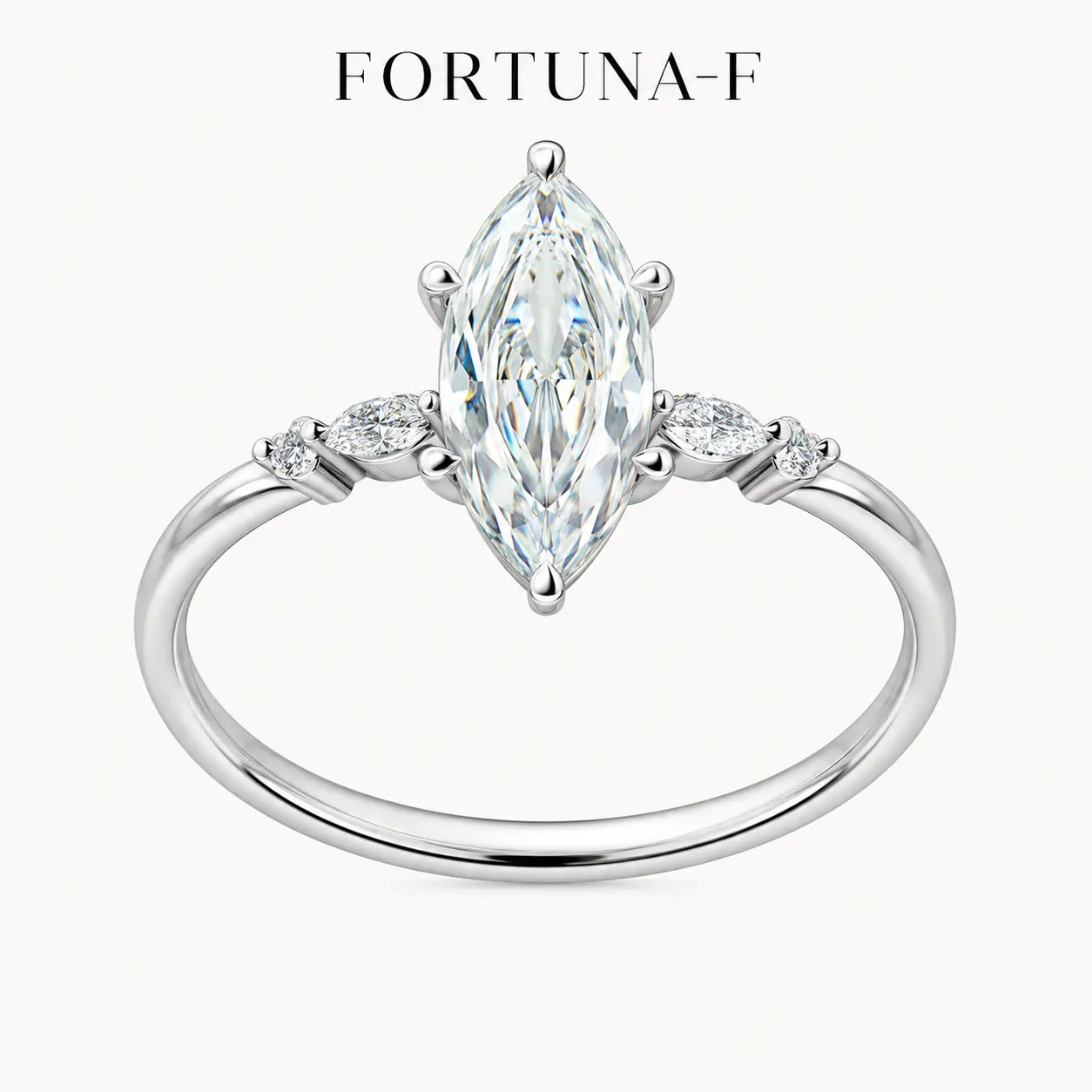 FORTUNA-F 3.20 CT Marquise Moissanite Engagement Ring, Jaw-Dropping Sparkle Statement Ring for Women, Gift for Her