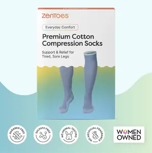 ZenToes Compression Socks with Targeted Cushioning Breathable Cotton Blend 15-20 mmHg Graduated Support