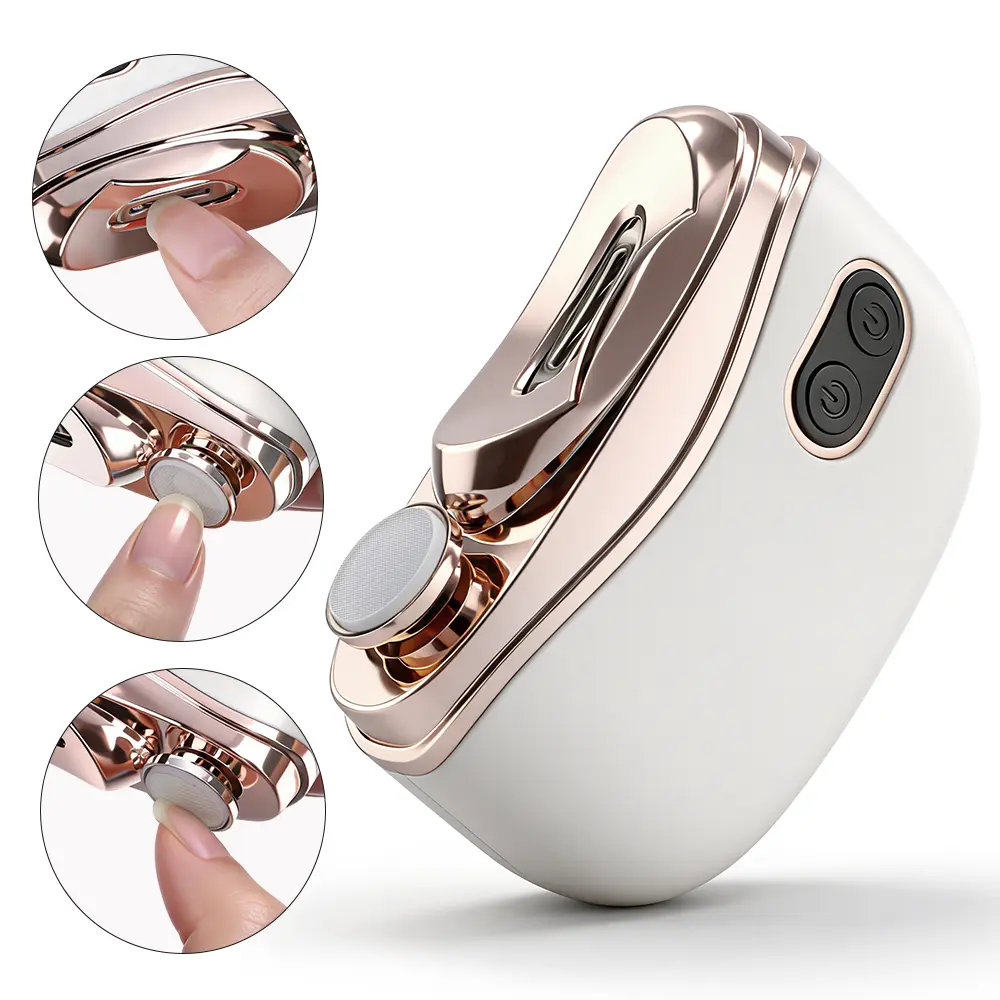Electric Nail Clipper with LED Light, 2 Speed Automatic Nail Trimmer for Adults & Kids, Rechargeable 2-in-1 Nail Cutter with Nail Storage