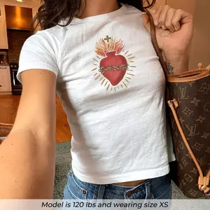 Sacred Heart Baby Tee – Y2K Vintage Style, Coquette Aesthetic Crop Top, Trending 90s Shirt