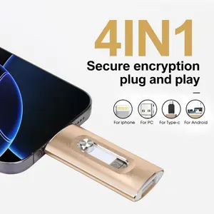 4 in 1 Flash Drive, Portable High Speed USB 3.0 Memory Storage, OTG Flash Pen Drive with Free Type-C Adapter for Android Phones/PC, USB Flash Drives