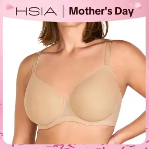 HSIA Women's Minimalist Elegant Basic AirMesh Honeycomb-Cup Plus Size Full Coverage Underwire T-Shirt Bra with Lightly Lined Mesh, Adjustable Straps