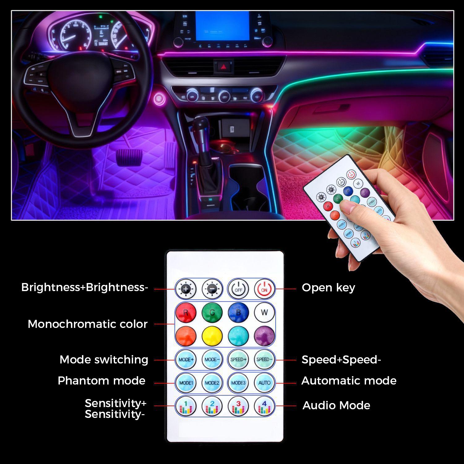 Car RGB LED Strip Lights – APP Control Music Sync Interior Lights with Remote, Various Colors DIY Ambient Lighting for Cars Trucks SUV