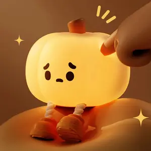 Rechargeable Halloween Led Night Light Cute Squishy Cartoon Kids Silicone Nursery For bedroom Holloween Pumpkin Bedside Portable