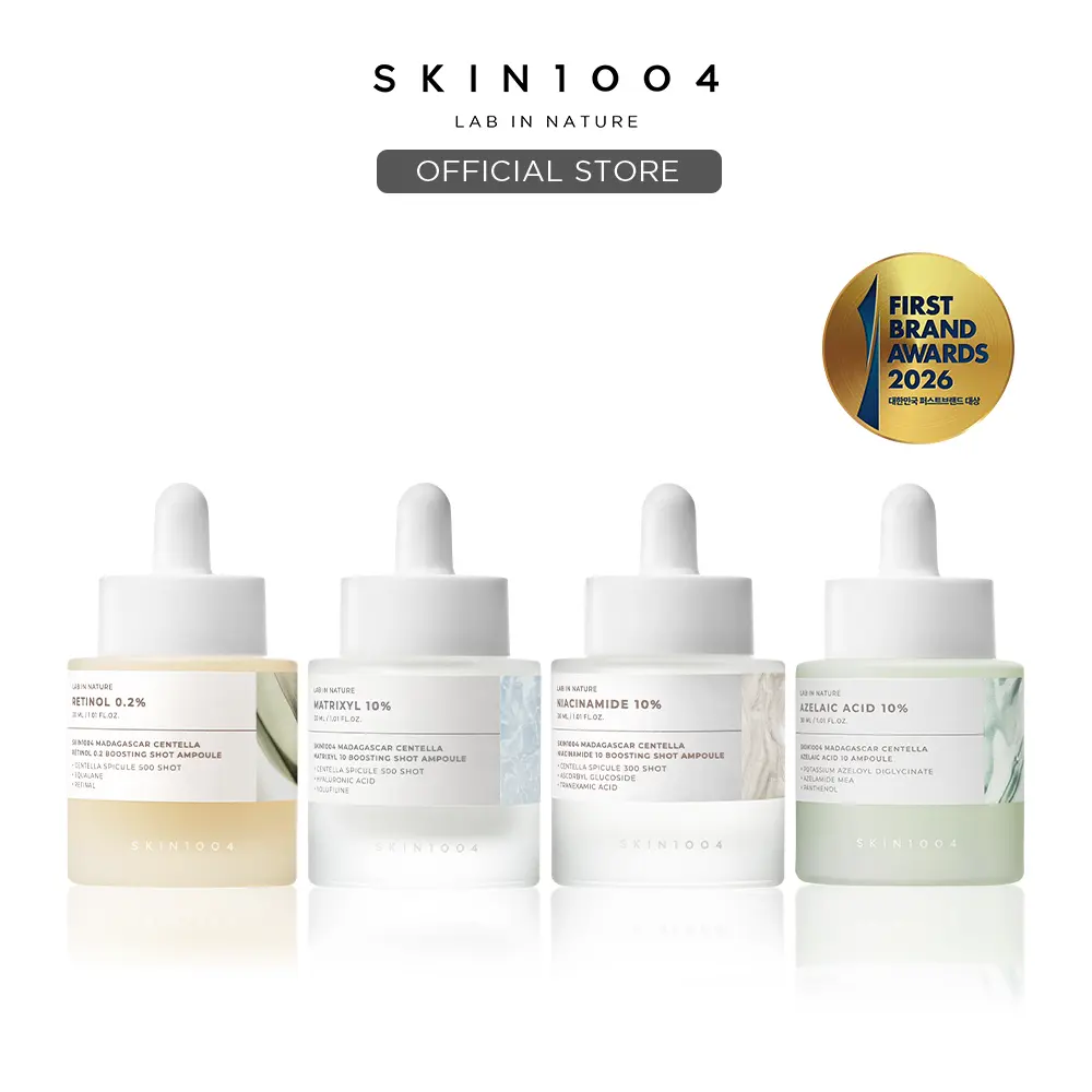 [SKIN1004 Official Shop] LAB IN NATURE 4-Type Boost Ampoule Set | Matrixyl 10 Hydration Volume + Niacinamide 10 Brightening + Retinol 0.2 Anti-Aging +  Azelaic Acid Acne Care