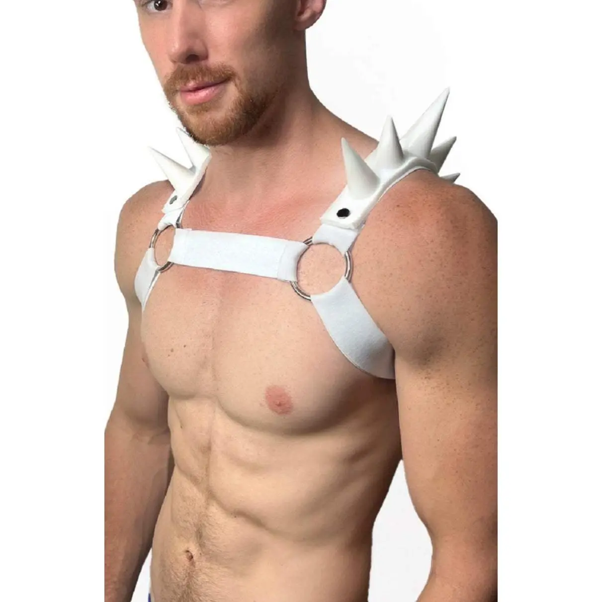 SPIKED BULLDOG HARNESS | WHITE