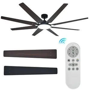 69 Inch Ceiling Fan with Light and Remote, 8-Blade Quiet Ceiling Fan, Reversible DC Motor, 6-Speed Adjustable, 3CCT Dimmable LED with Timer, Modern Industrial Ceiling Fan for Bedroom Living Room Garage Covered Patio