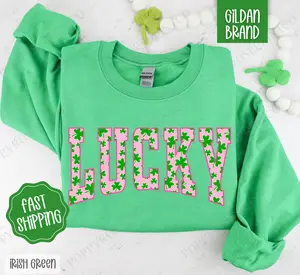 Lucky St Patrick Sweatshirt, St Patrick's Day Crewneck, Cute Women's Sweater