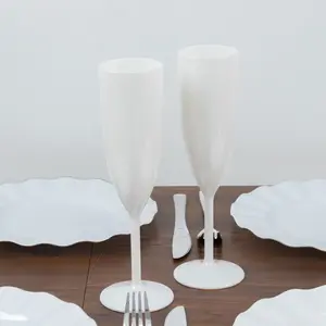 Shatterproof Champagne Flutes – 12 Reusable 6oz Pearl White Plastic Toasting Glasses for Celebrations & Special Occasions