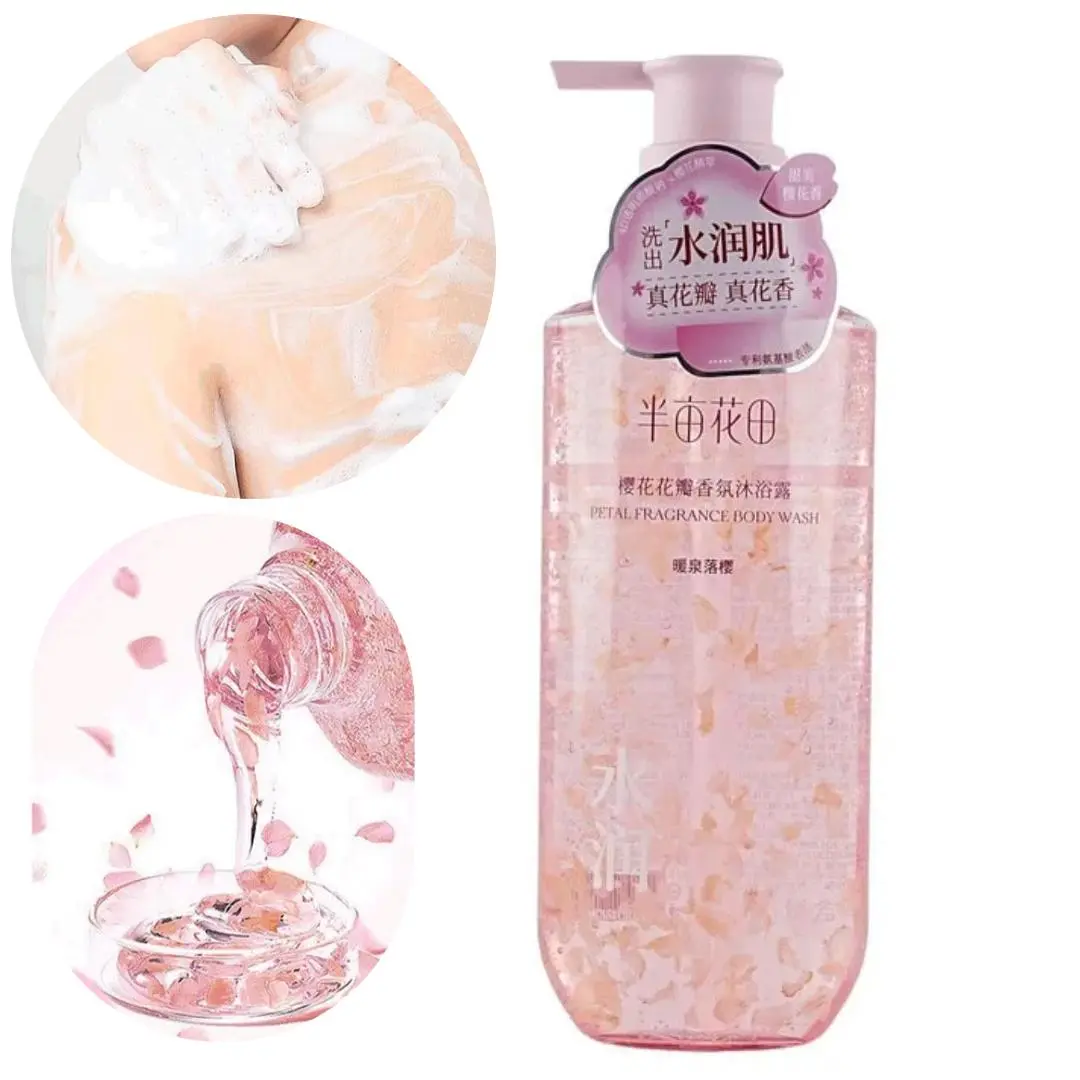LITTLE DREAM GARDEN Sakura Petal Fragrance Shower Gel 17.6 oz Daily Skincare Cleanser Body Care Cleansing Scent Cherry Blossom