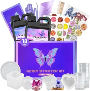 Epoxy  Kit with Molds for Beginners -18 oz Super Clear and Hard Resina Complete Craft Supplies Set for Starter Casting Arts Crafts for Adults, DIY Creation Gifts