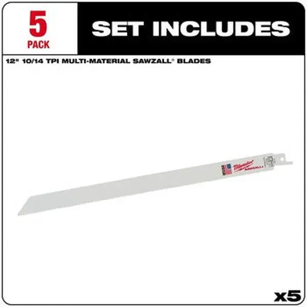 Milwaukee 48-00-5194 12" SAWZALL Blades, 10/14 TPI, for Cutting Applications