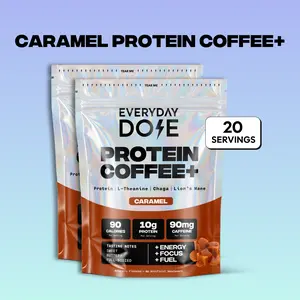Everyday Dose Caramel Protein Coffee+ | 10g Protein Per Serving | Lion's Mane, Chaga & L-Theanine | 20 Servings | No Jitters No Crash