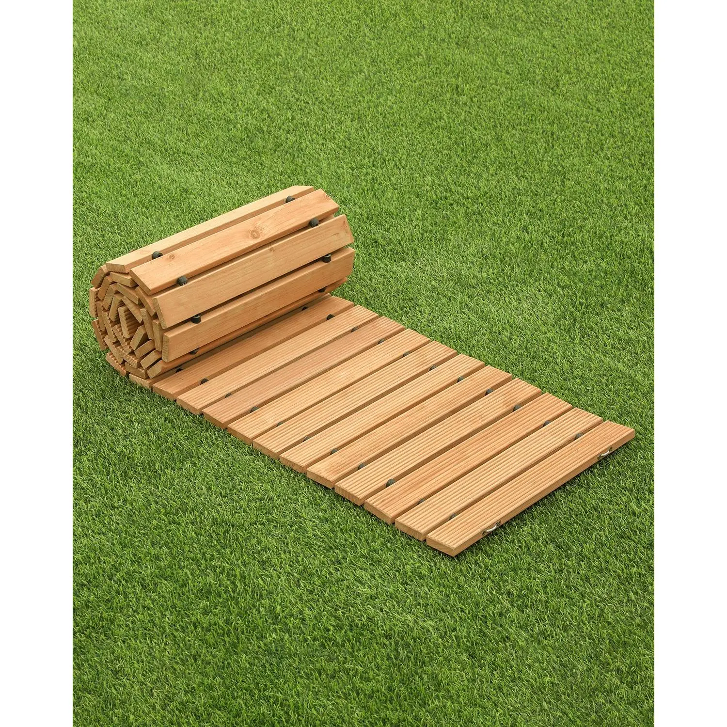 【Summerfinds】VEVOR Wooden Garden Pathway, 8 ft L x 17 in W, Non-Slip Straight Garden Walkway, Roll Out Cedar Outdoor Walkway Path with Wire Rope Connection, Decorative Garden Paver for Backyard Wedding Party