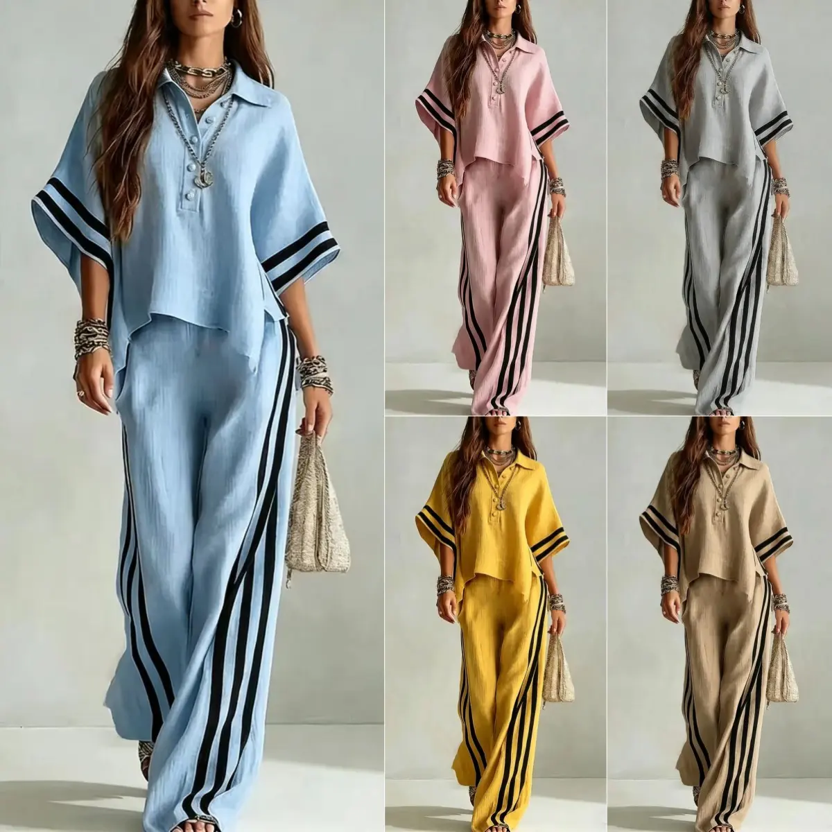 2026 Autumn-Summer New Women's Short-Sleeve Shirt and Loose-Fit Trousers Two-Piece Set
