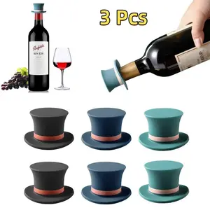 1 Count/ 3-Piece Silicone Bottle Caps, Reusable Leakproof Seals for Wine Bottles, Heat Resistant, Perfect for Christmas Decorations, Non-Sensitive Goods