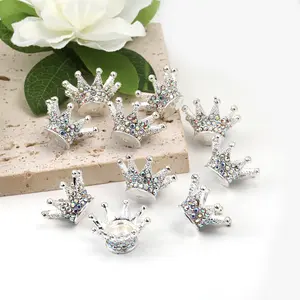 【C20】Crown (and other things) Charm Spacer Beads Zircon Rhinestone Beads for DIY Bracelet pen Jewelry Making