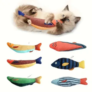 Cat Toy Cat Teaser Pillow Cat Plush Fish Toy Self-Entertaining Plush Printed Toy New Fish Sound Toy