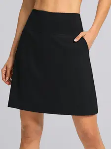 Women's high-waisted casual tennis skirt, sports fitness skirt, anti-exposure, mid-length, two-piece, running, quick-drying, golf mini skirt, Active Skort Skirt, High Waisted Skorts, Skort with Pockets, Pocket Design Skort