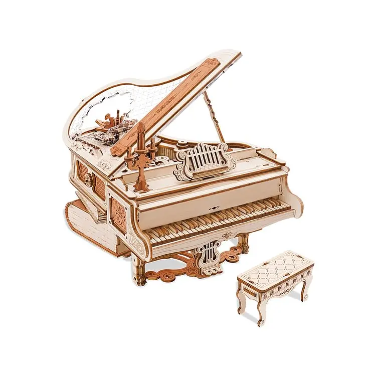 【self-assembly puzzle】ROKR AMK81 Magic Piano 3D Puzzles for Adults-Mechanical 3D Puzzles Musical Instrument-Wooden Music Box Puzzle Kit to Build-Aesthetic Desk Decor Unique Gift for Men/Women