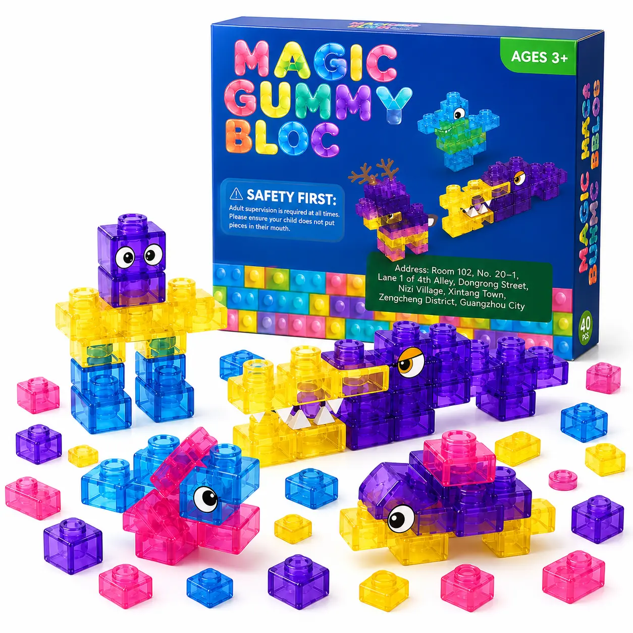 Soft Jelly Blocks for Toddlers and Kids, Colorful Squishy Stacking Building Blocks, Sensory Tactile Puzzle Toy for Preschool Learning and Creative Play Age 3+