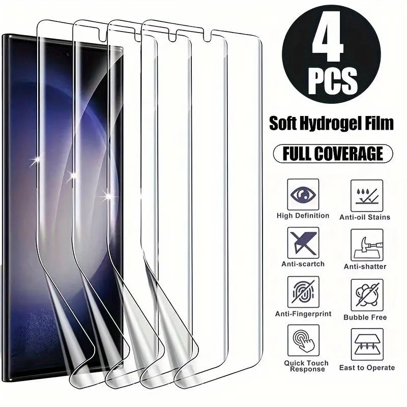4Pcs Hydrogel Screen Protector for Samsung Galaxy S25 Ultra S25 Plus S24 Ultra S24 S23 S22 S21