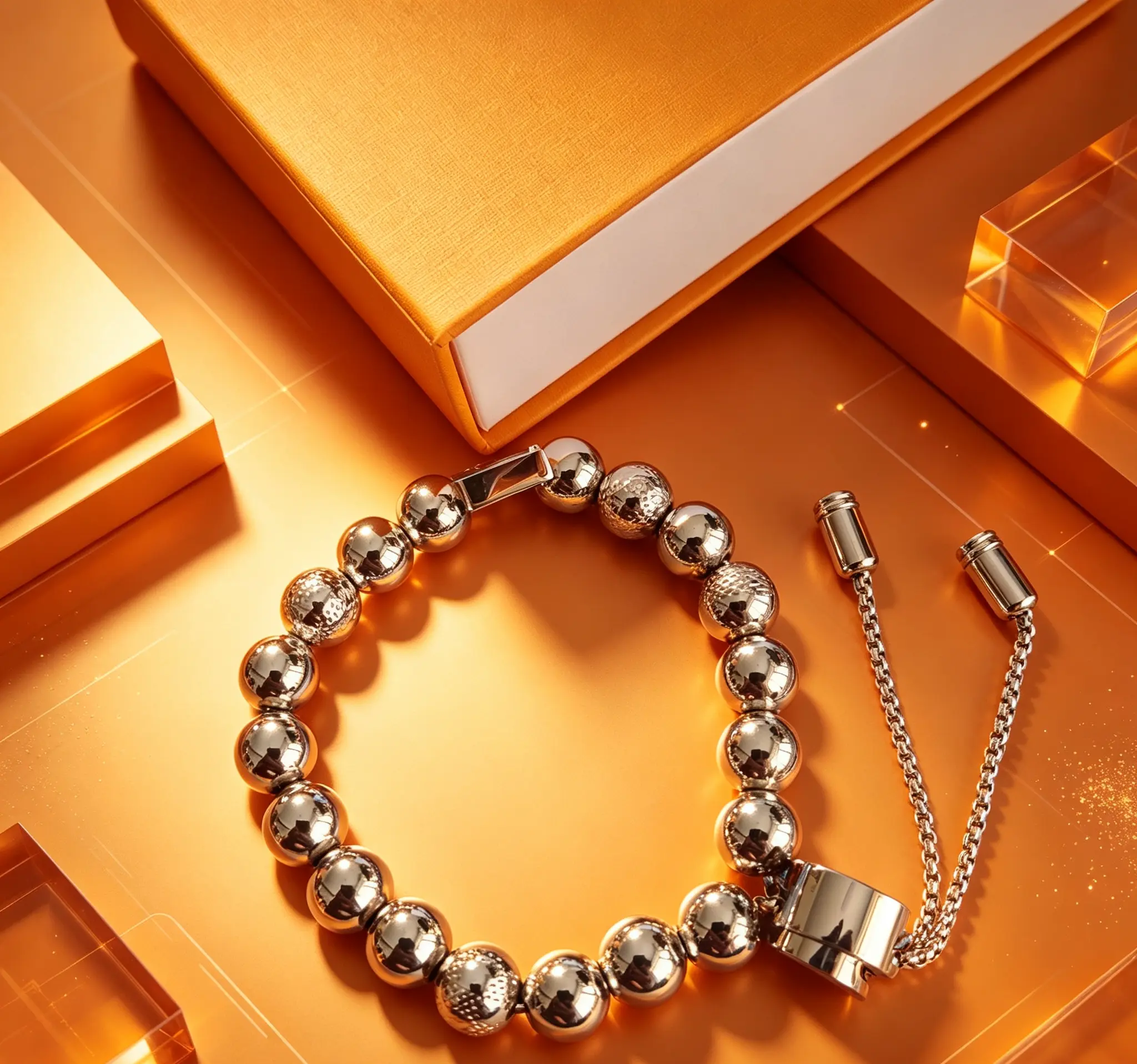 New designer high-end luxurious men's and women's universal adjustable round bead bracelet fashionable jewelry / steel / titanium material (with exquisite packaging box)