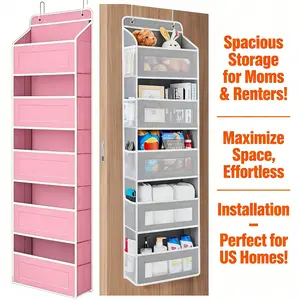 5-Tier Over The Door Organizer Storage, Hanging Rack with 10 Large Clear Mesh Pockets Anti-Tilt Design 33lb Capacity, No-Install Space Saver for Bedroom Bathroom Kitchen Pantry Baby & Food Storage, Spring Organization Easter Deal Home Essentials Gift