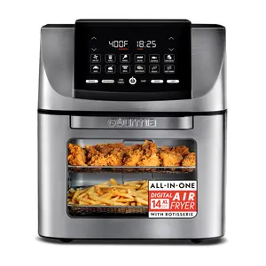Gourmia 14 Qt All-in-One Digital Air Fryer Oven with Rotisserie 12 Presets FryForce 360° Technology Stainless Steel 1750 Watts Dishwasher Safe Accessories
