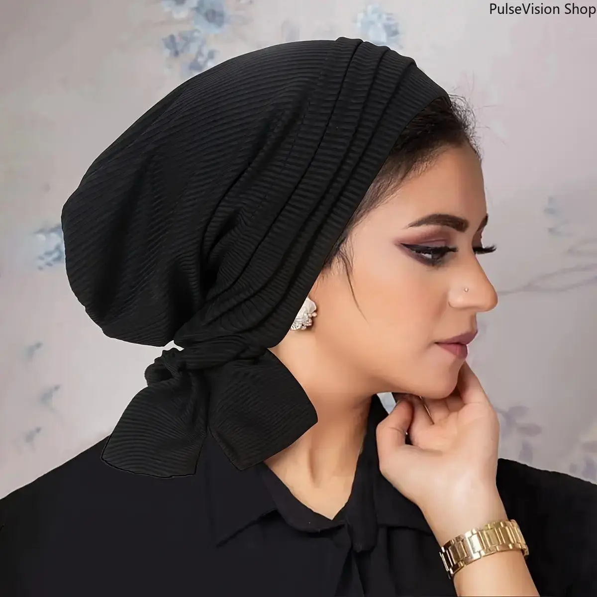 Women's Solid Nylon 4-Bar Turban, Fashion Head Wraps with Adjustable Long Tail, Soft Lightweight Chemo Headwear, Christmas, Engagement, Everyday, Plain, Anniversary
