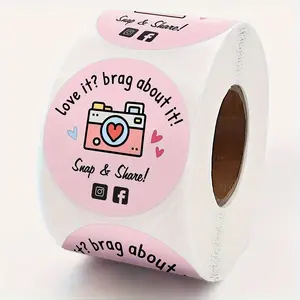 500 Pcs/Roll, Cute Pink Retro Camera Design Stickers, Quick Shot Sharing Thank You Stickers, Online Retailer Mail Envelope Packaging Stickers Label Shipping Stickers, Suitable for Small Businesses