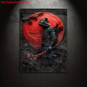 1 piece/set frameless canvas painting print poster, classic dark style art, Modern art design, Katana Samurai Ninja, a perfect gift for Japanese culture enthusiasts, ideal for bedroom, living room, kitchen, wall decoration