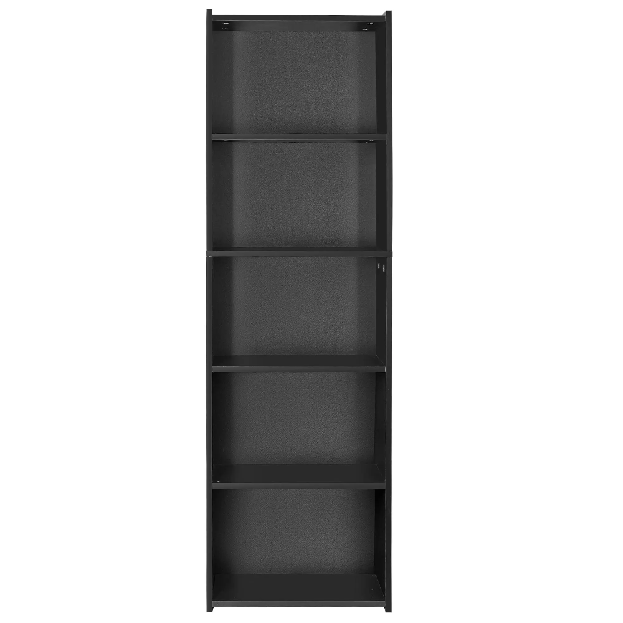 ZENY 5-Shelf Narrow Modern Open Bookshelf, Compact Anti-Tip Indoor Storage Organizer with Pre-Drilled Holes, Black Small Room Furniture, Shelves for Bedroom, Bedroom Storage