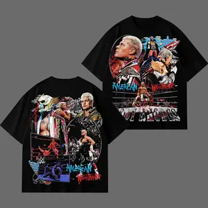 [WWE] Cody Rhodes V2 American Nightmare Wrestling Graphic T-Shirt, WWE Champion Inspired Streetwear Tee, Red White Blue Patriotic Design, Finish The Story Era Shirt, Oversized Cotton Unisex Casual Outfit, Retro Style Fan Apparel Gift