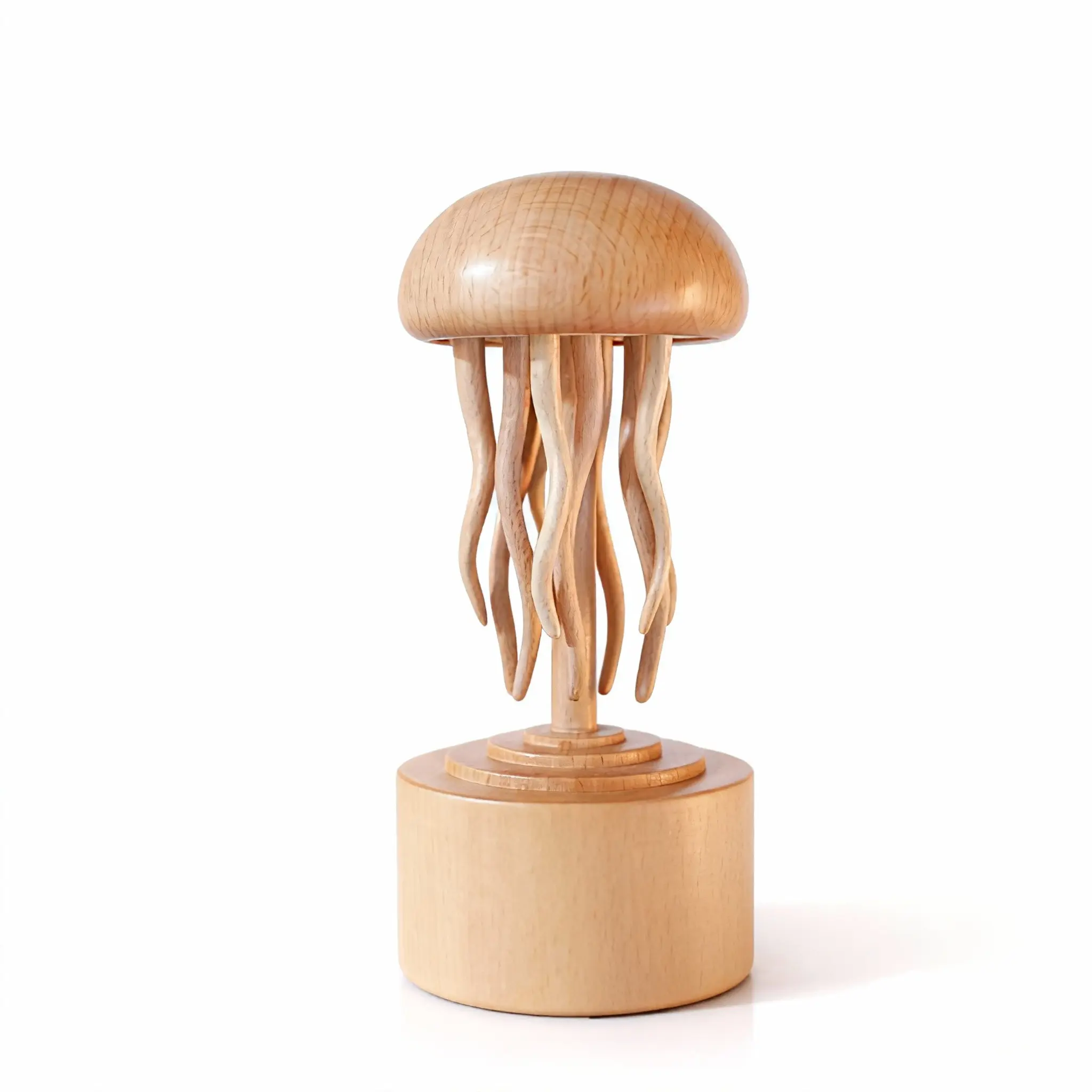 BAI GU UNCLE  Handmade Self-healing Wooden Mechanical Jellyfish Creative Gift for Christmas or Birthday New House Decoration Supplies