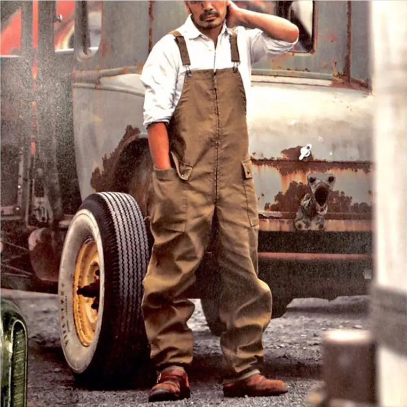 Men's Euro-American Vintage-Style Cargo Overalls – 2026 New Loose-Fit Plus-Size Casual Bib Pants