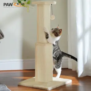 Road 31 inch Natural Sisal Cat Scratching Post for Indoor Cat Scratcher with Plush Large Base