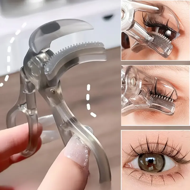 Portable wide-angle eyelash curler with comb teeth design - suitable for all eye shapes, easy to use, battery-free, ideal for beginners, Curling Lashes, Curl Lashes