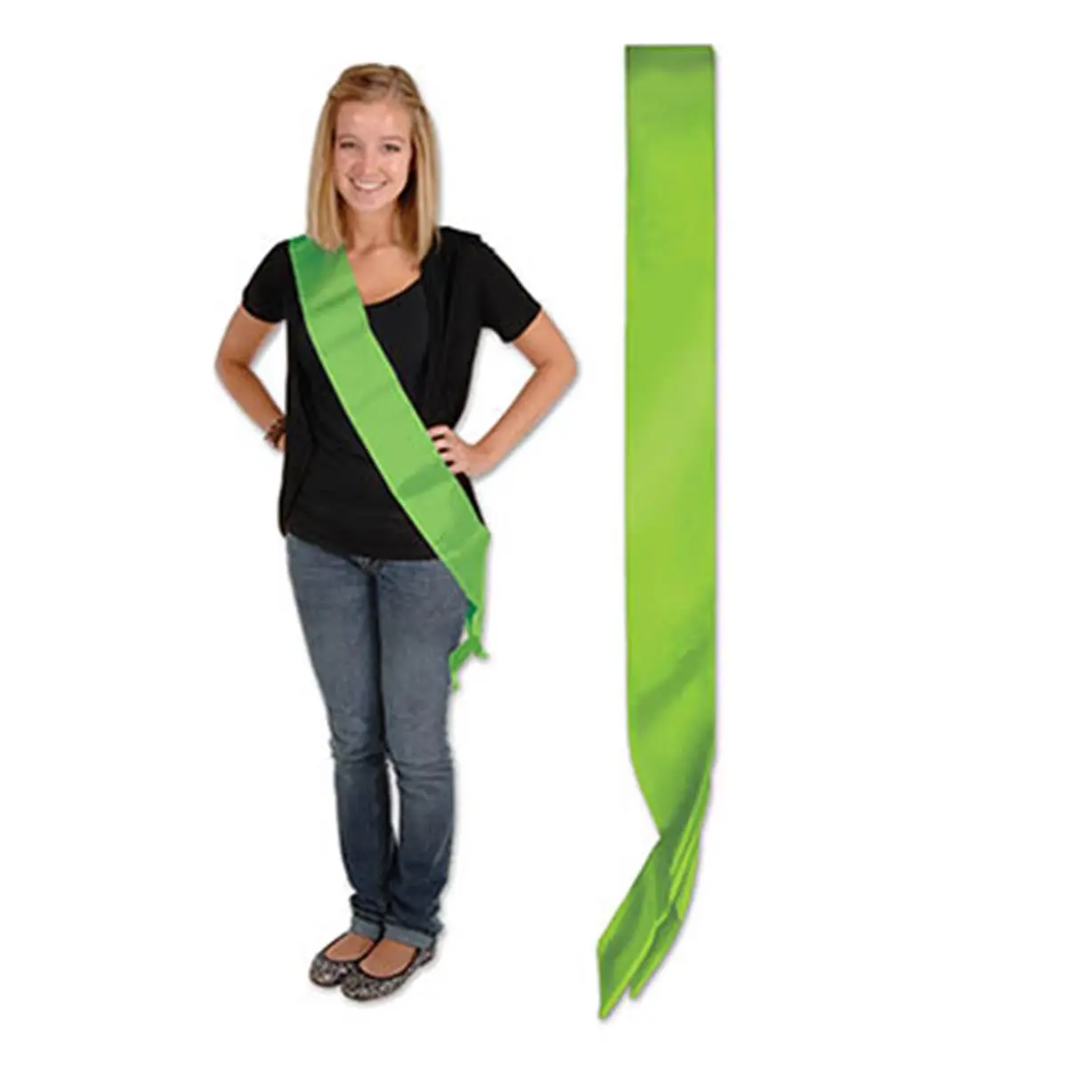 Beistle Light Green Satin Sash - Pack of 6, 33x4 In, All Seasons Festive Party Accessory, Home & Party Supplies Item