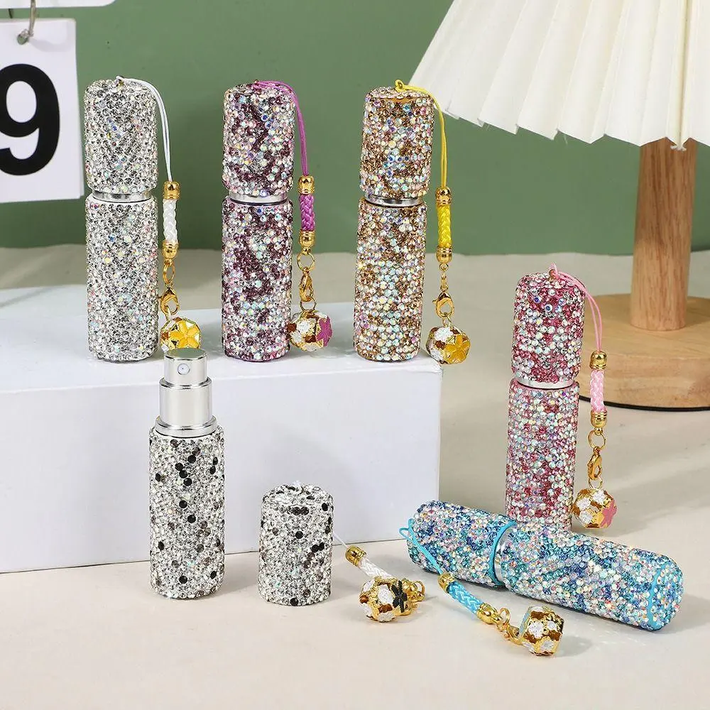 Portable 5ml Perfume Spray Bottle Rhinestone Leakproof Mini Travel Sub-bottling Empty Atomizer Refillable Sprayer