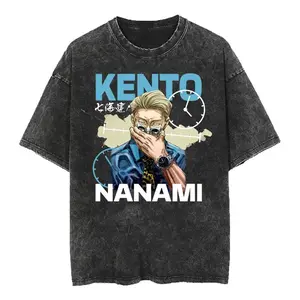 Jujutsu Kaisen Kento Nanami Washed Graphic Streetwear Oversized T-Shirt