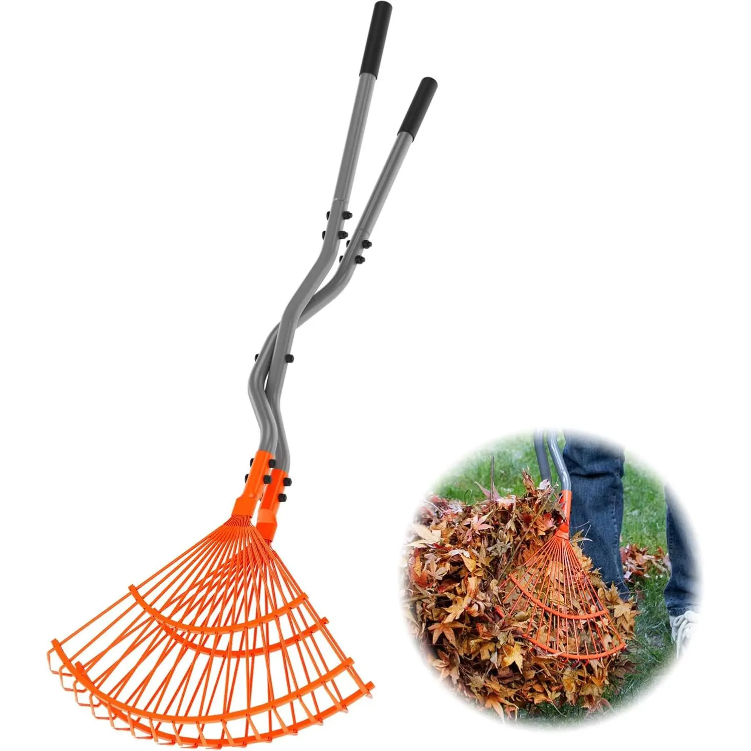 Leaf Grabber Rake with Long Steel Handle Heavy Duty Leaf Grabber and Garden Claw Multi-Purpose Leaf Shovel and Hand Rake for Lawn and Garden Shrub Cleaning