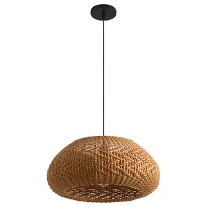 19" Walter Bohemian Handwoven Rattan Island Pendant Light