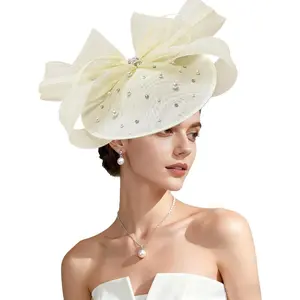Kgromfy Tea Party Hat for Women Fascinator Hat Elegant Church Hats Wedding Headband Luxury Fancy Hat Lady Headwear for Derby2026