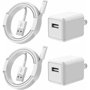 2 Pack 10FT Lightning Cable Cube Phone Charging Transfer Cord Cable with USB Plug Wall Charger Block Travel Adapter for iPhone 14/13/12/11/SE 2022/8/7/XS/XR/X/iPad