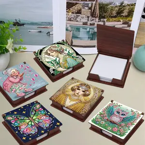 DIY Diamond Art Painting Kit, Humans and Animals Patterns Diamond Pattern Design Sticky Note Box with 160 Sticky Note, Ideal for Home Office Supplies, Handicrafts