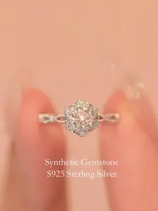 S925 Silver Color Romantic Rose Love Wedding Ring, Vine Wrap Engagement Jewelry with Artificial Zircon, Perfect for Weddings and Parties, Bridal Rings