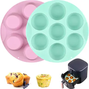 2 Pack Silicone Egg Bites Molds for Air Fryer, Non-Stick 7 Cups Egg Baking Pan for Baking Eggs, Mini Muffins, Tart, Mini Cupcakes and Quiche