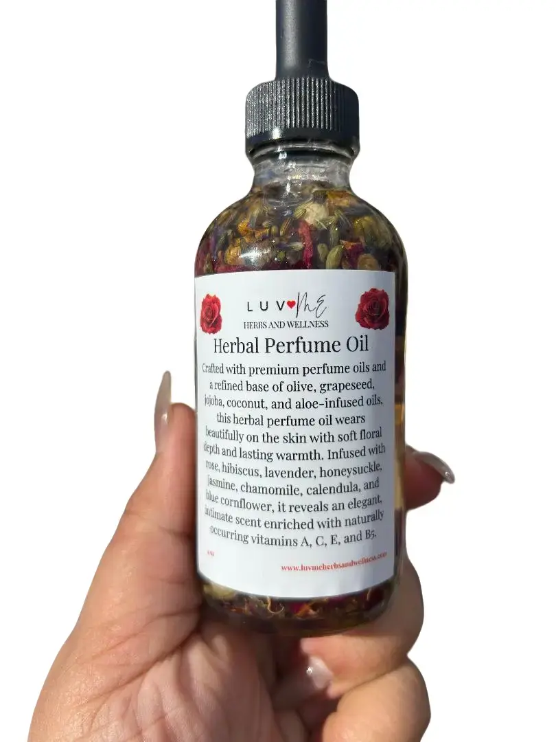 LUVE Herbal Perfume Body Oil for Women – Rose, Hibiscus, Lavender & Botanical Infusion – 4 oz