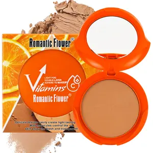 3 Shades Vitamins C Pressed, Matte Contour Long-Lasting Full Coverage Waterproof Face Makeup Matte Makeup Finish Nature Compact Powder Beauty Powder Cake For Dark Skin